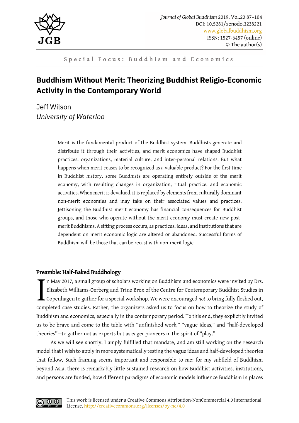 Buddhism Without Merit: Theorizing Buddhist Religio-Economic Activity in the Contemporary World