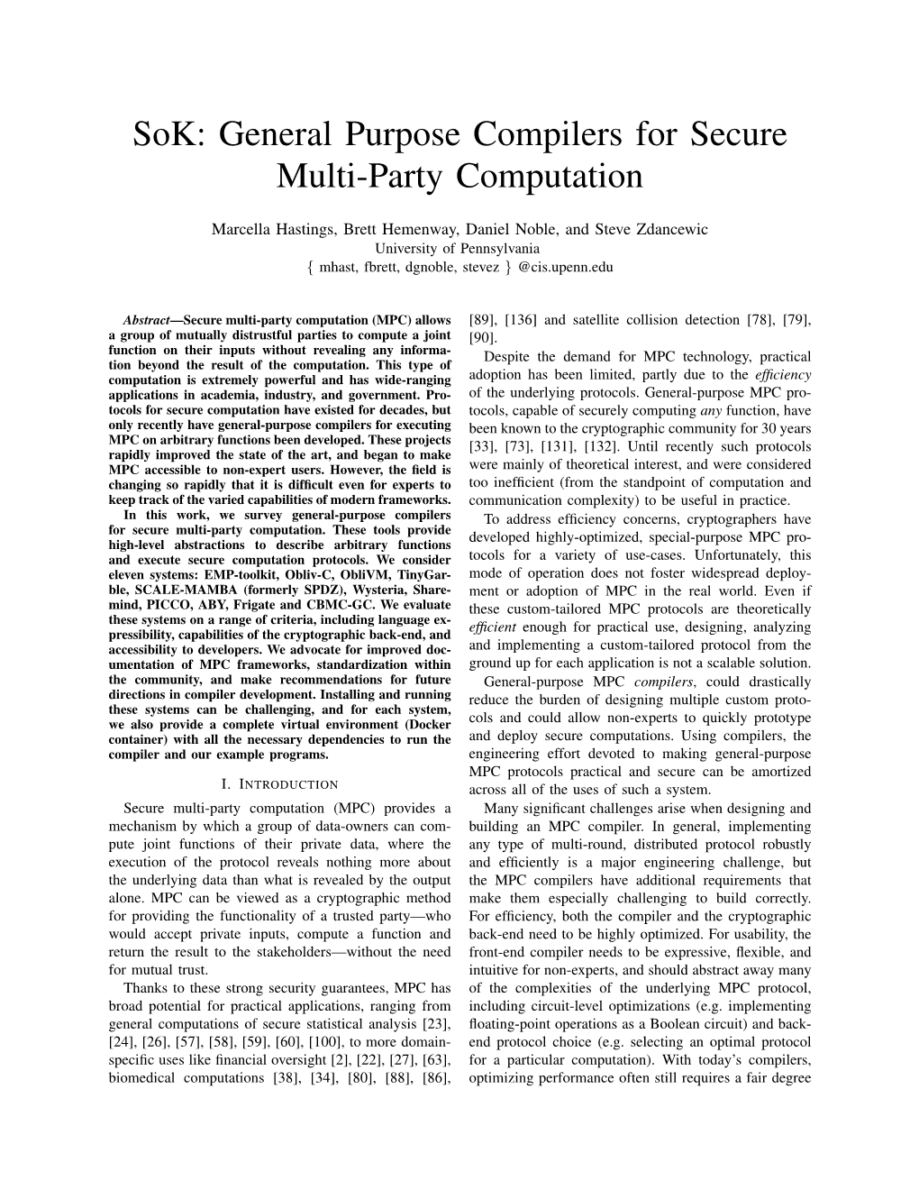 Sok: General Purpose Compilers for Secure Multi-Party Computation