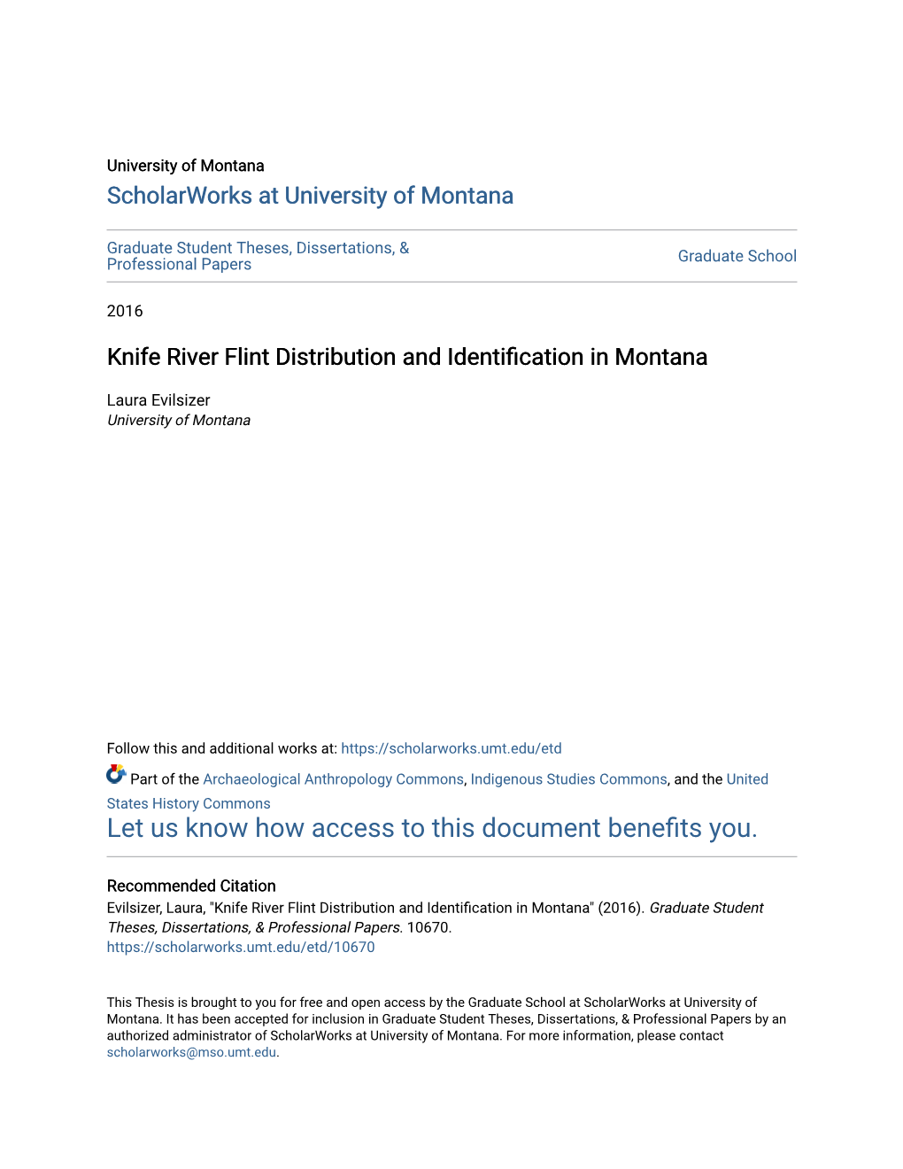 Knife River Flint Distribution and Identification in Montana