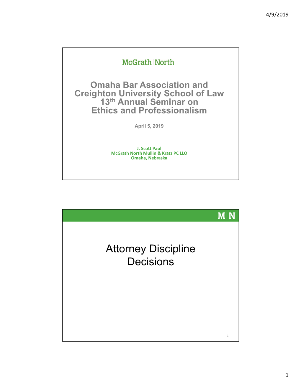 Attorney Discipline Decisions