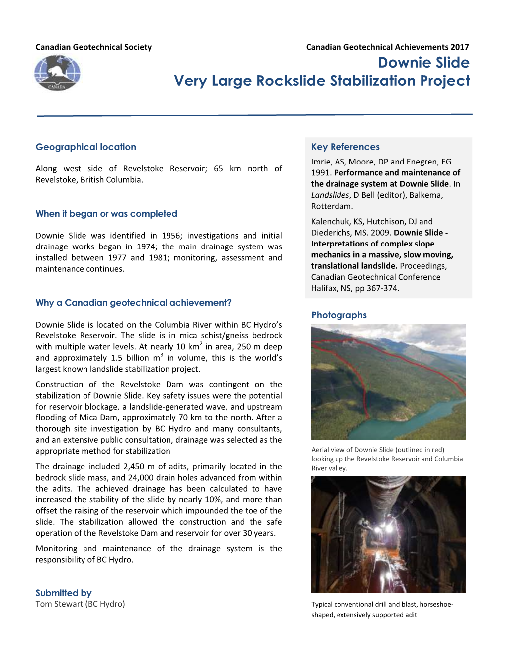 Downie Slide Very Large Rockslide Stabilization Project