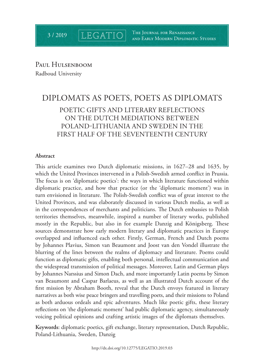 Diplomats As Poets, Poets As Diplomats