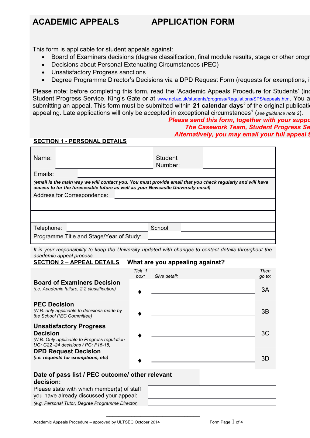 Section 1 - Personal Details