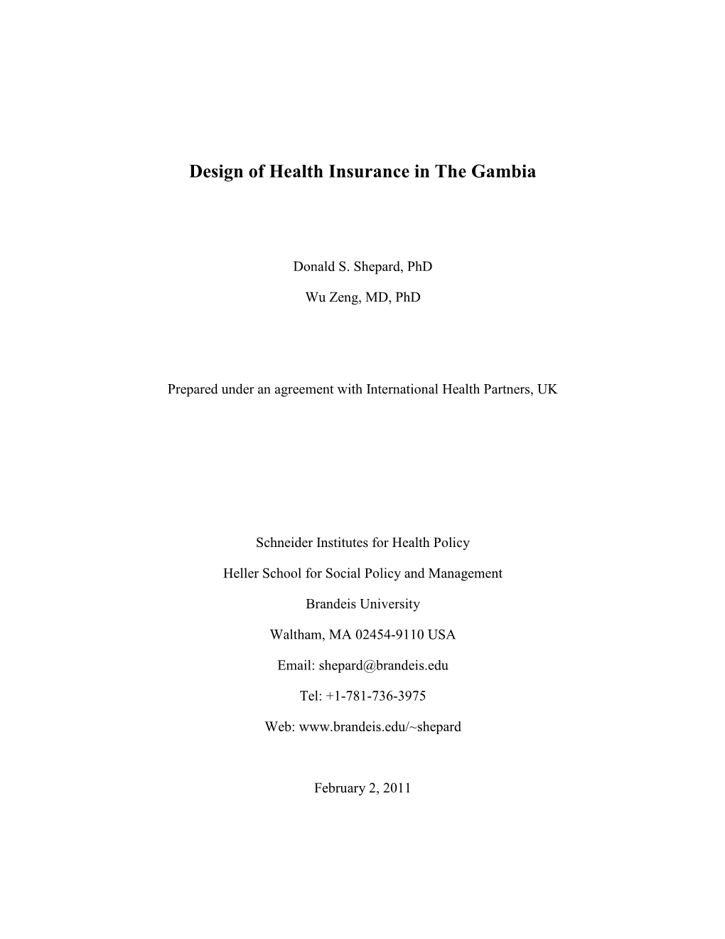 The Design of Health Insurance in the Gambia