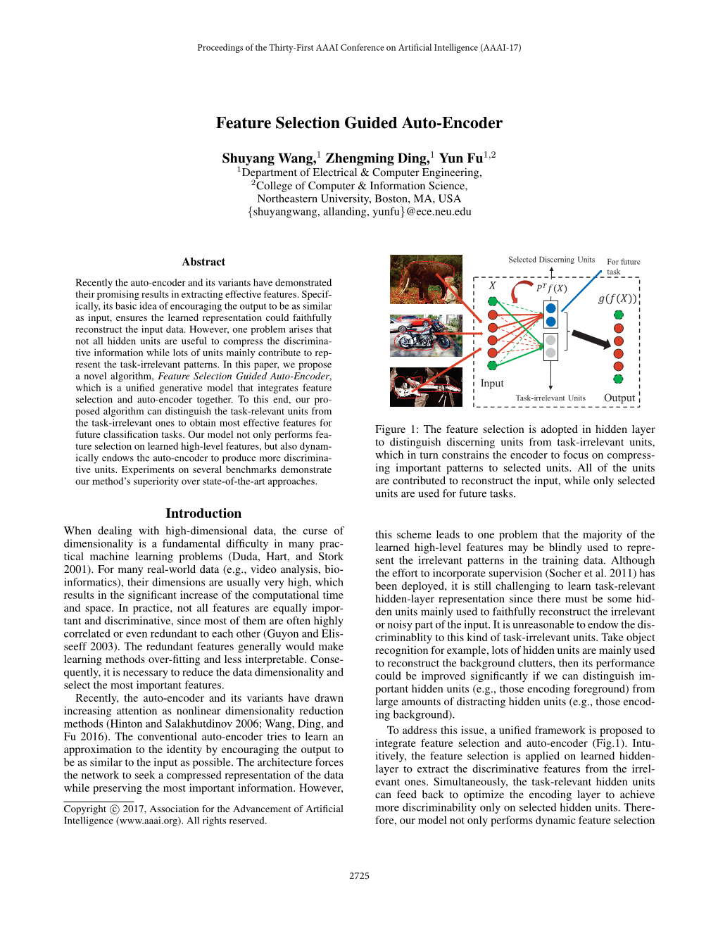 Feature Selection Guided Auto-Encoder