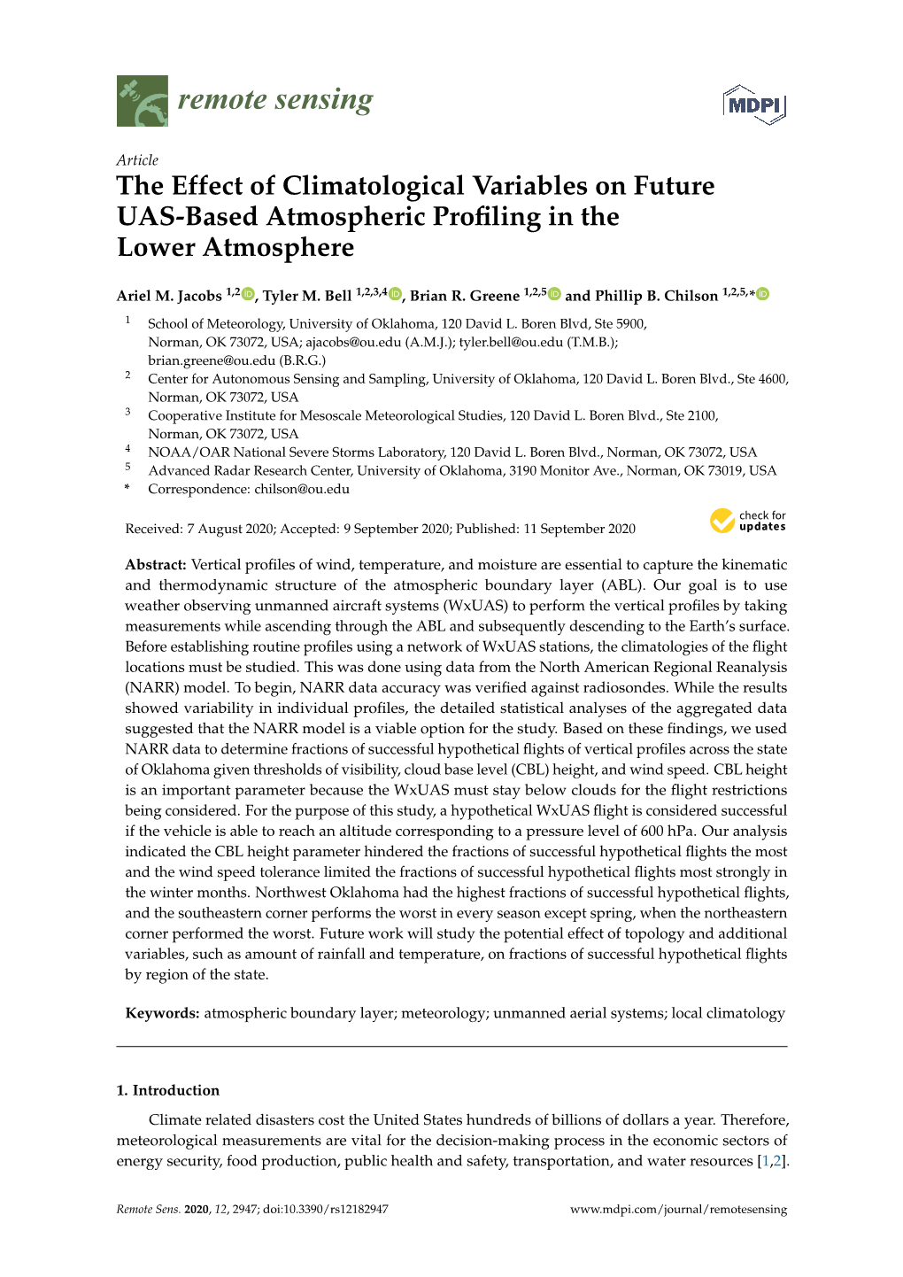 The Effect of Climatological Variables on Future UAS-Based Atmospheric Profiling in the Lower Atmosphere