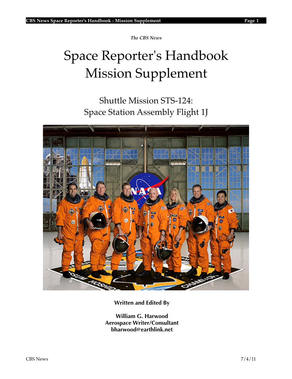 Space Reporter's Handbook Mission Supplement