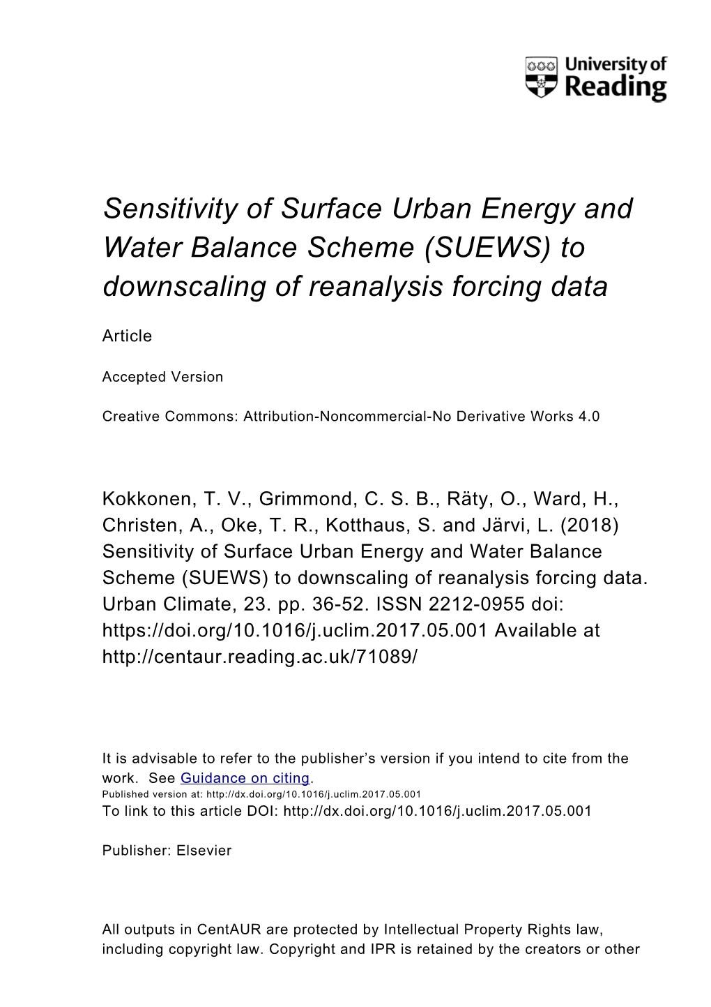 Sensitivity of SUEWS to Temporal and Spatial Resolution of Input Data And