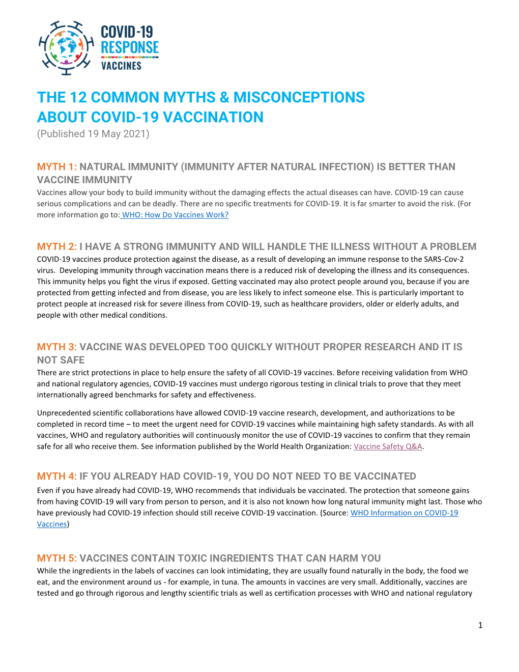 Common Myths and Misconceptions About the COVID-19 Vaccine