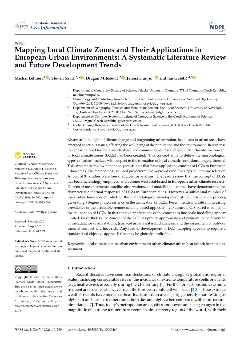 Mapping Local Climate Zones and Their Applications in European Urban Environments: a Systematic Literature Review and Future Development Trends