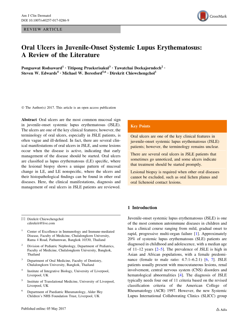 Oral Ulcers in Juvenile-Onset Systemic Lupus Erythematosus: a Review of the Literature