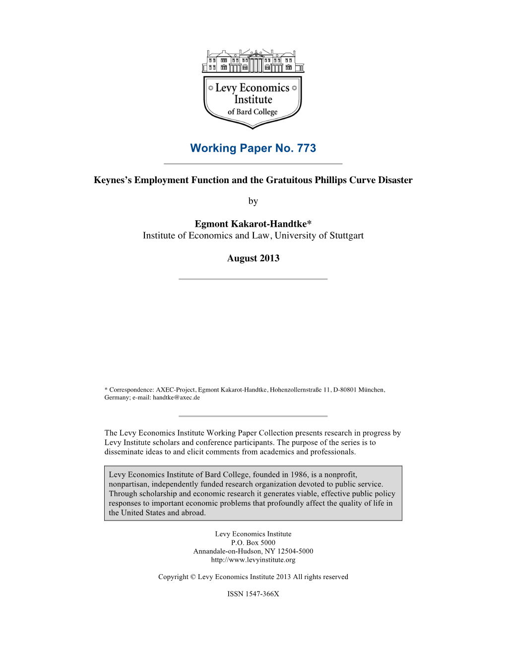 Keynes's Employment Function and the Gratuitous Phillips Curve Disaster