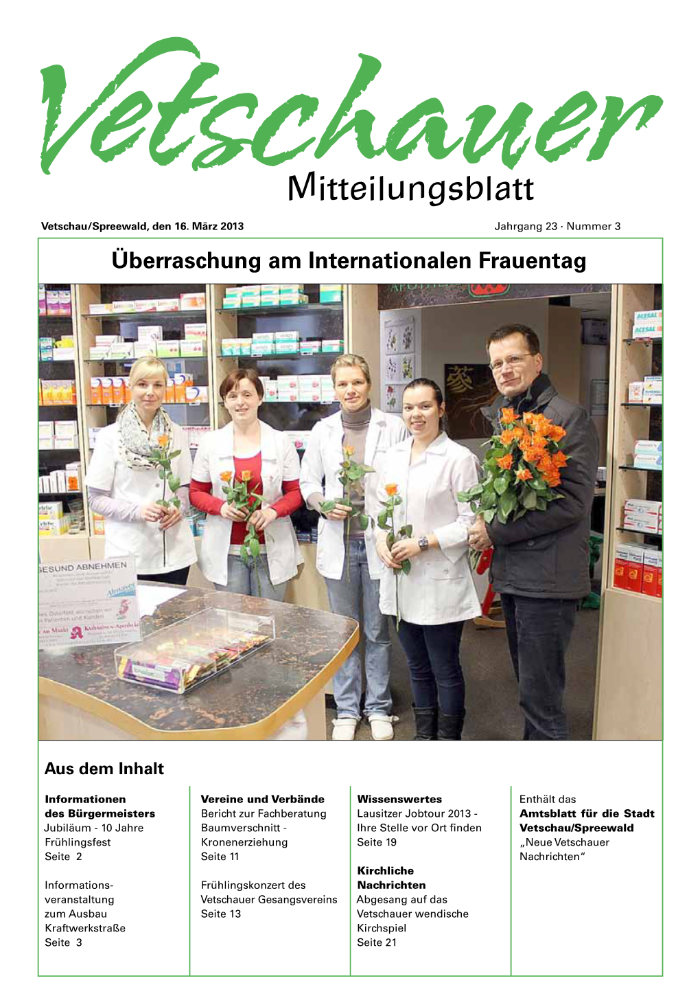 Mitteilungsblatt Vetschau/Spreewald, Den 16