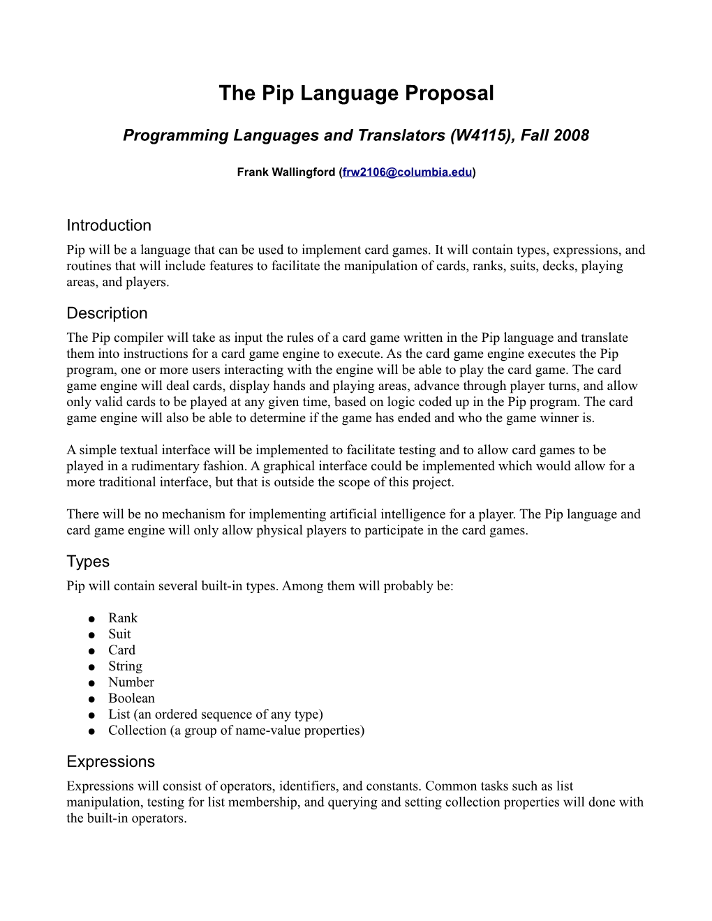 The Pip Language Proposal