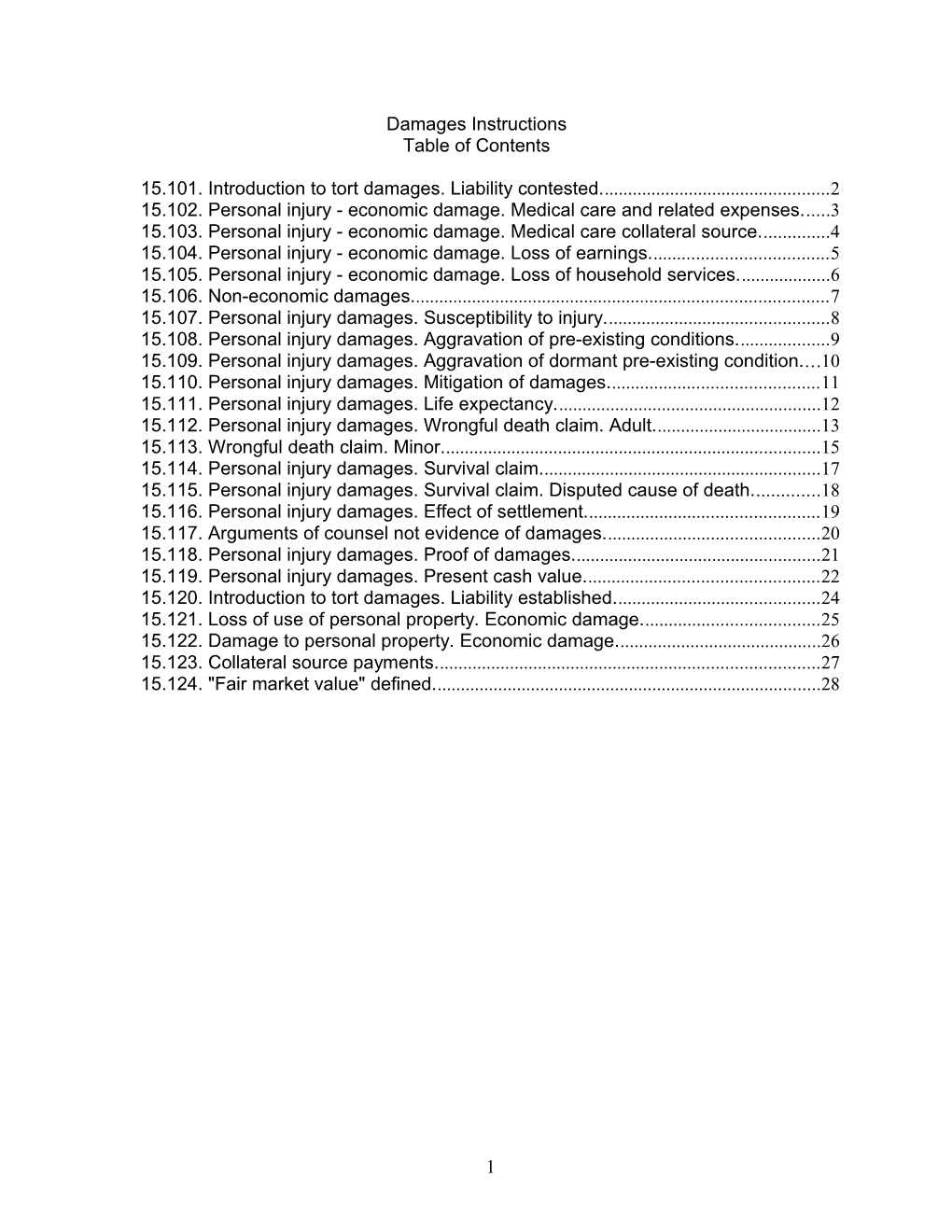 15.101. Introduction to Tort Damages. Liability Contested. 2