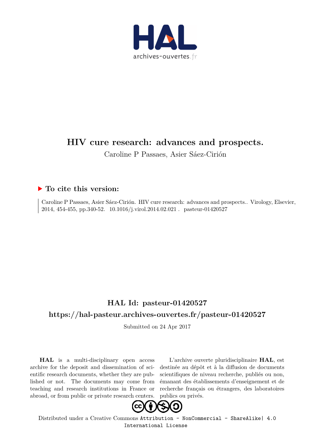 HIV Cure Research: Advances and Prospects