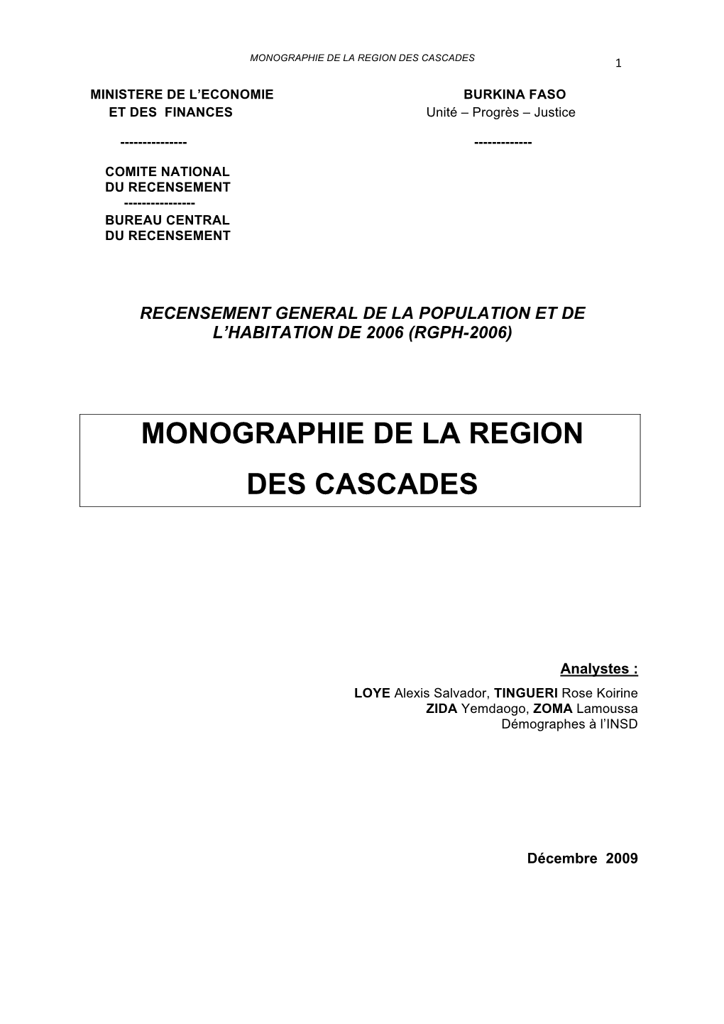 Monographie De La Region Des Cascades 