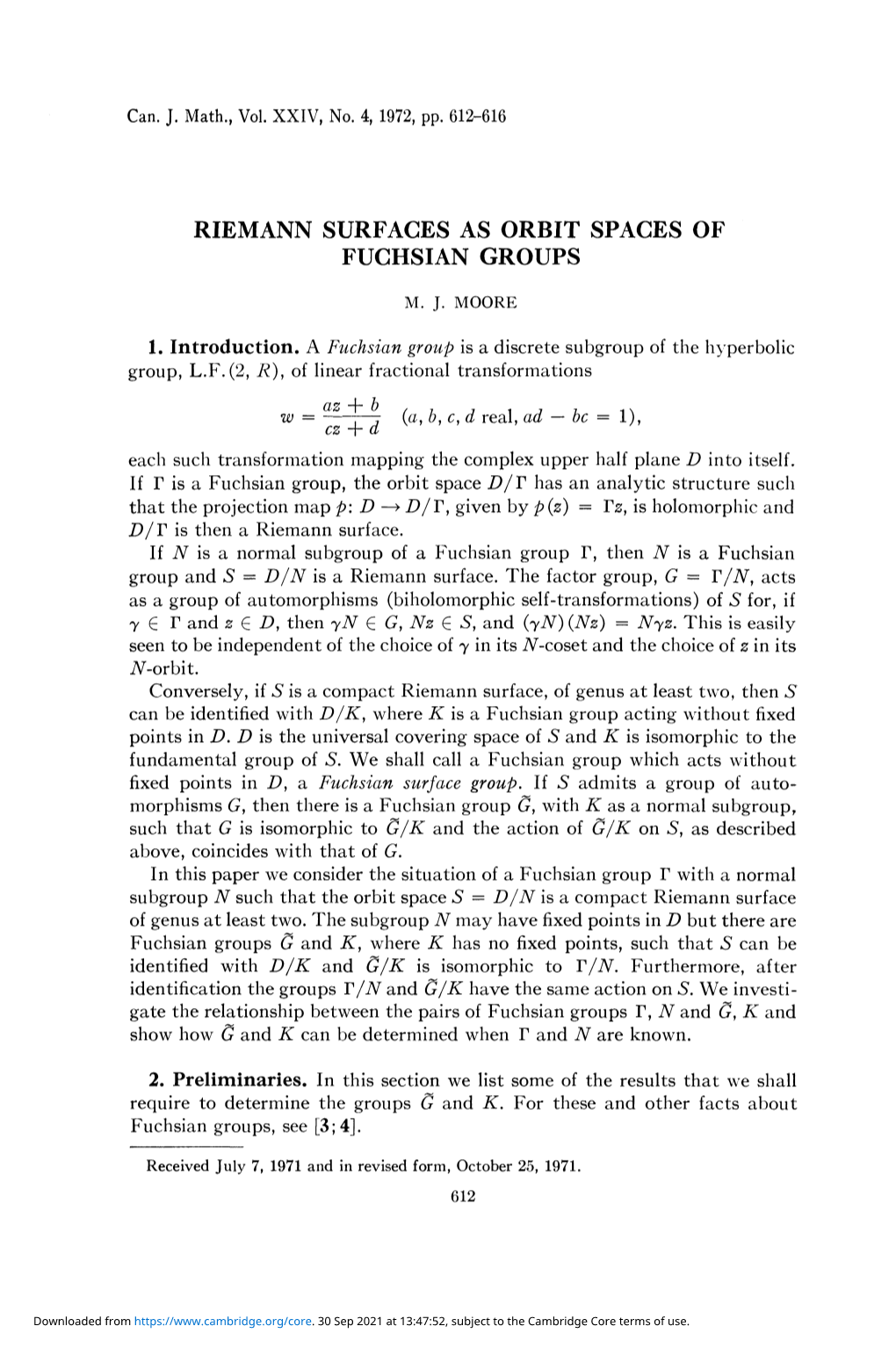 Riemann Surfaces As Orbit Spaces of Fuchsian Groups