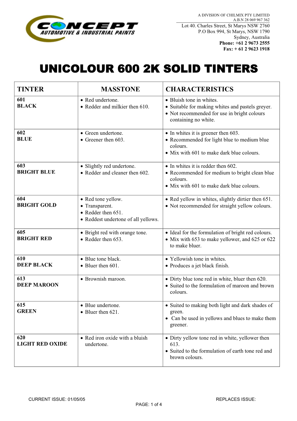 Unicolour 600 2K Solid Tinters