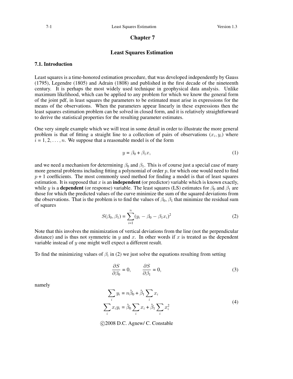 Chapter 7 Least Squares Estimation