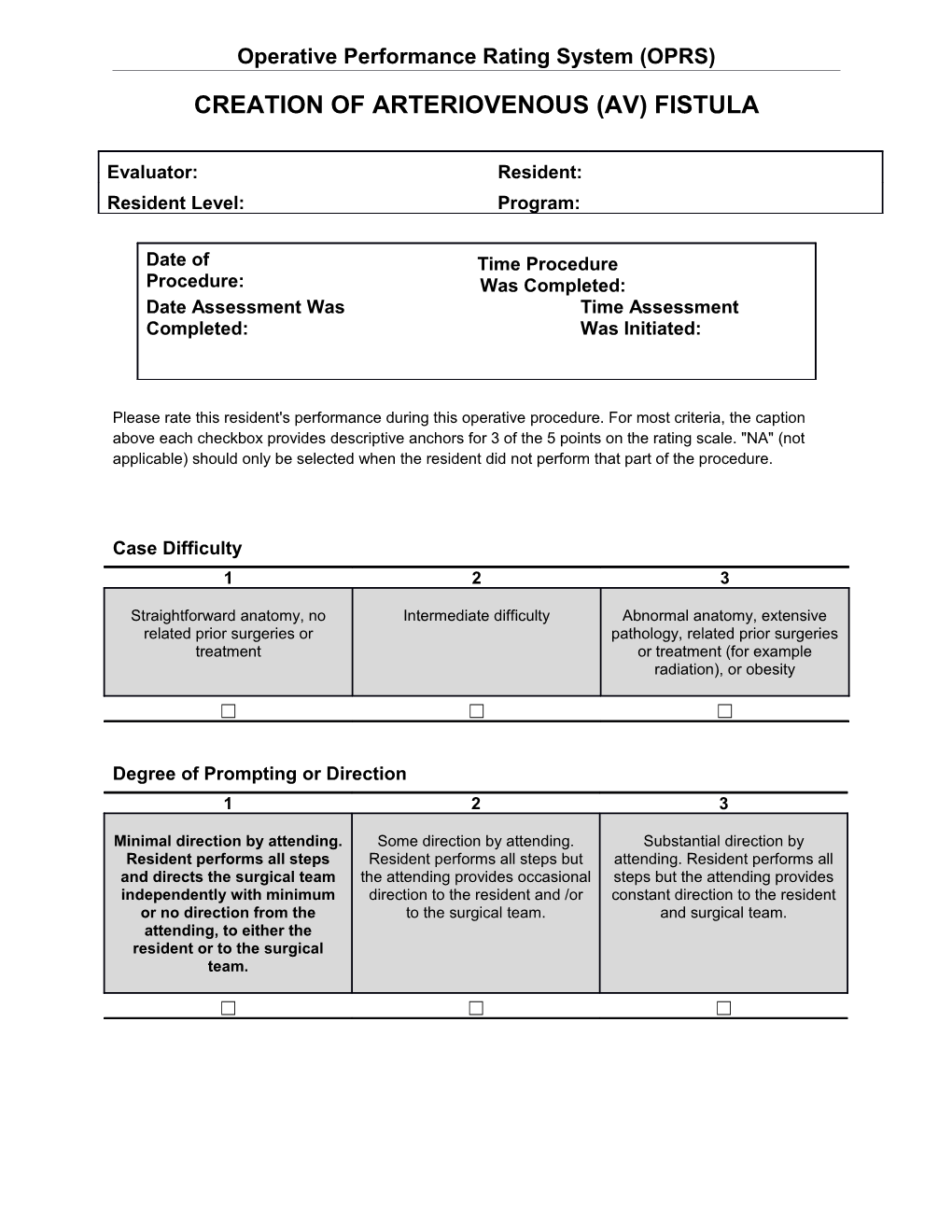 Operative Performance Rating System (OPRS)