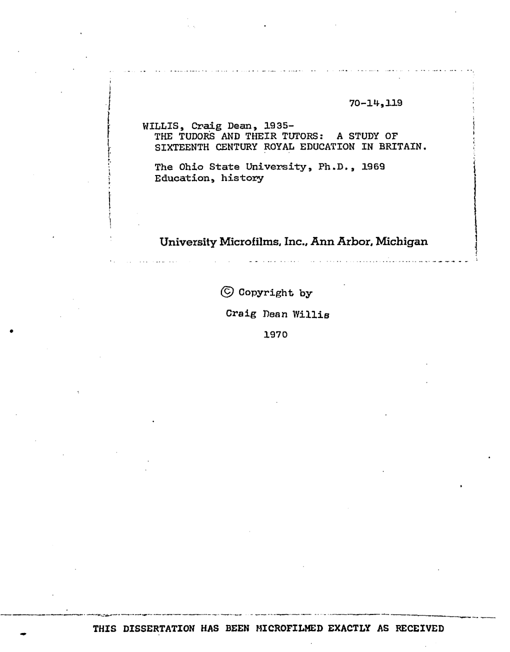 University Microfilms. Inc., Ann Arbor, Michigan