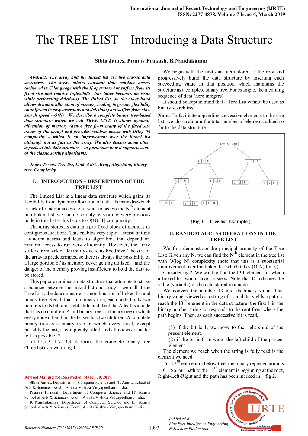 The TREE LIST – Introducing a Data Structure