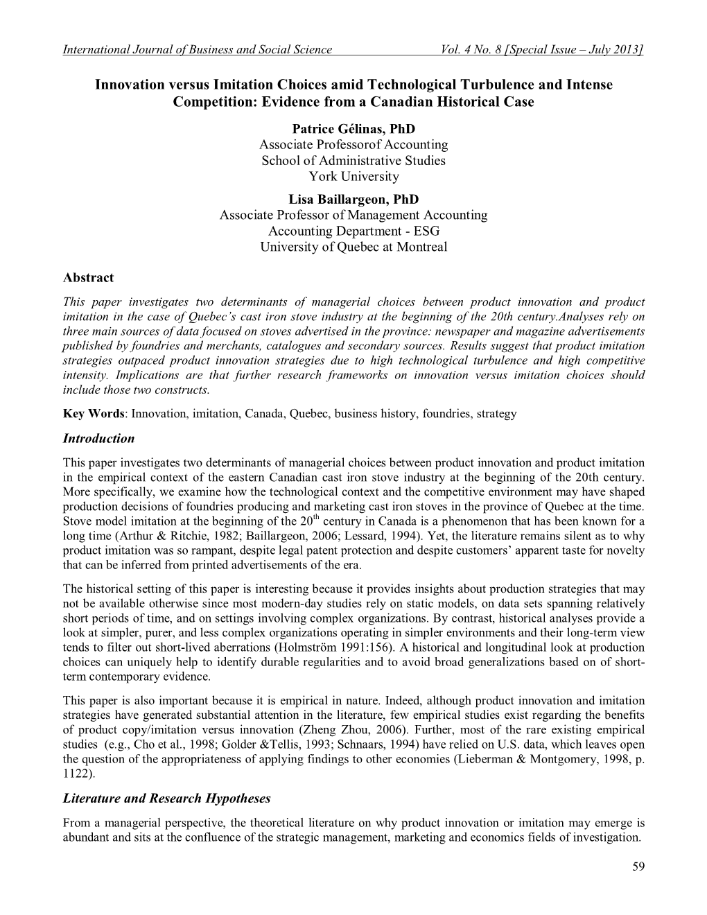 Innovation Versus Imitation Choices Amid Technological Turbulence and Intense Competition: Evidence from a Canadian Historical Case