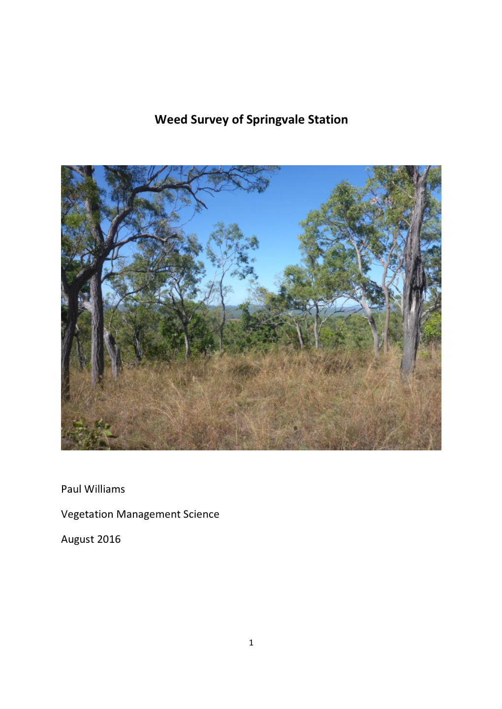 Weed Survey of Springvale Station