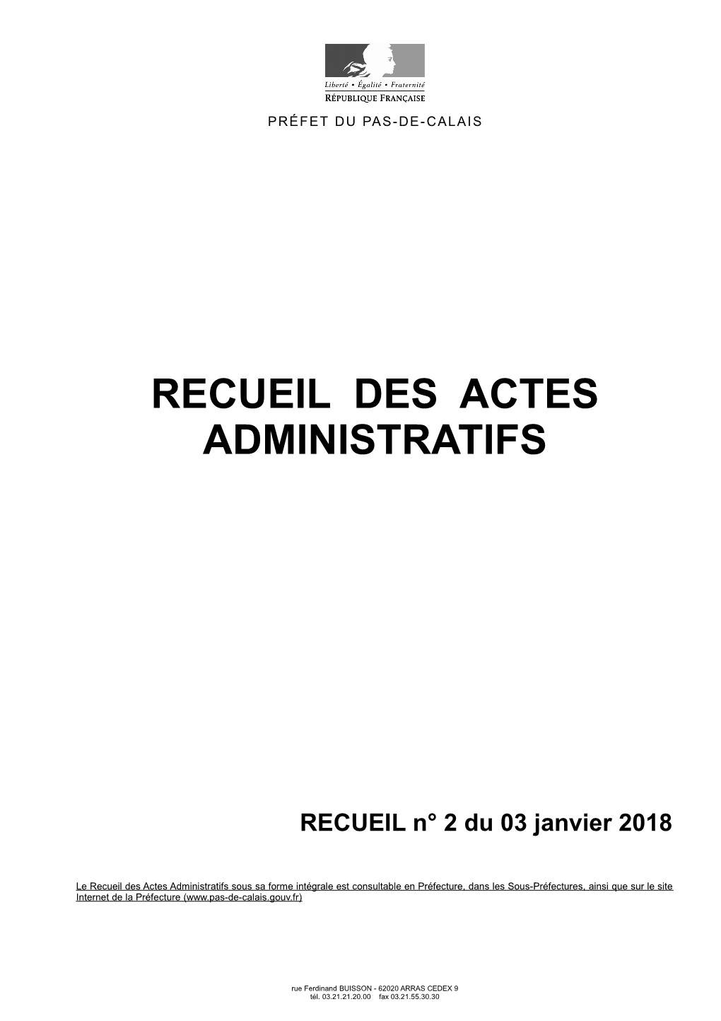 Recueil Spécial N° 2 Du 3 Janvier 2018