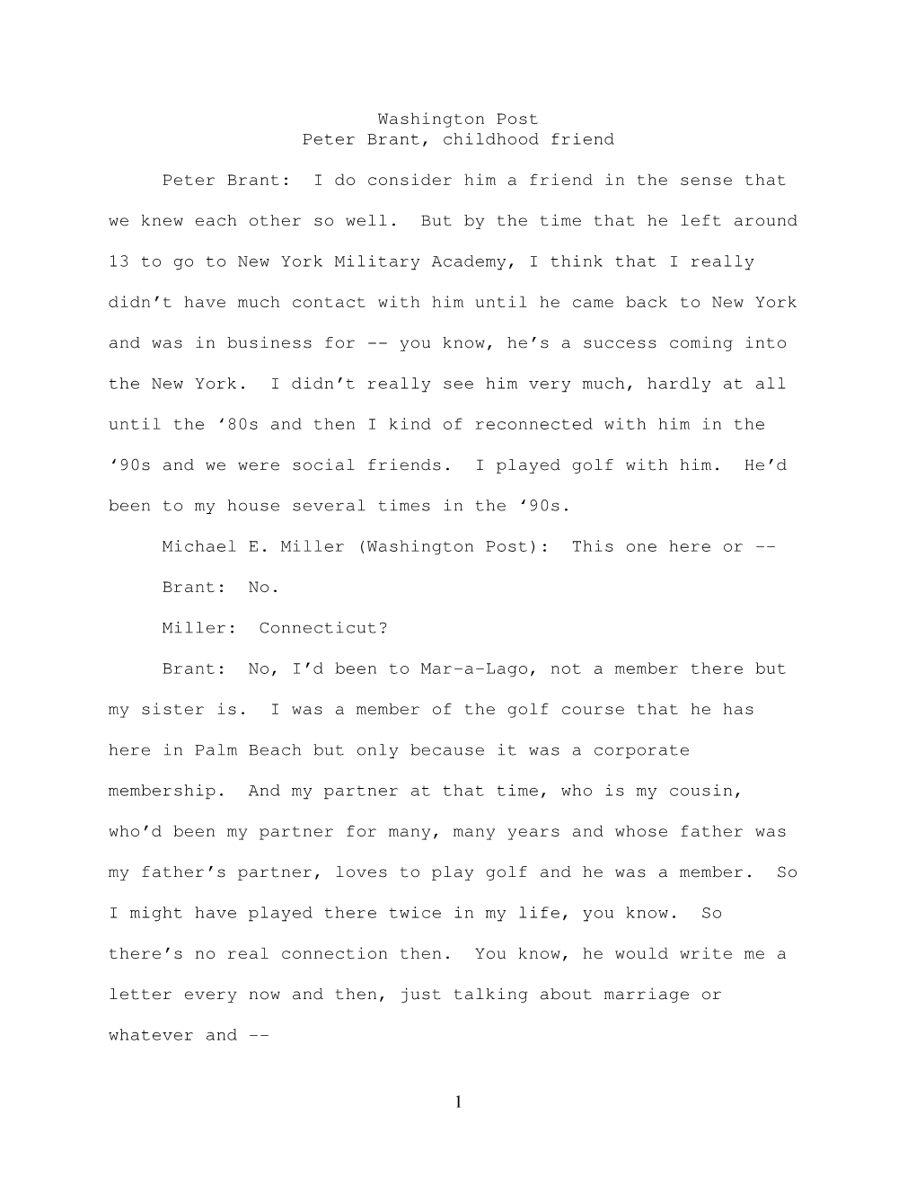 Interview Transcripts Peter Brant