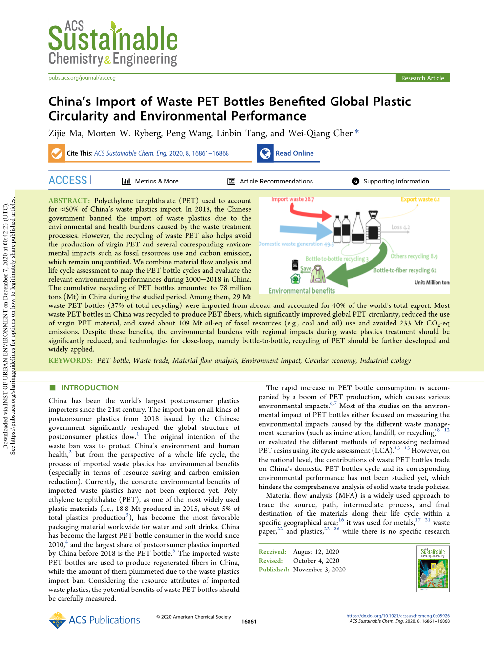 China's Import of Waste PET Bottles Benefited Global Plastic Circularity