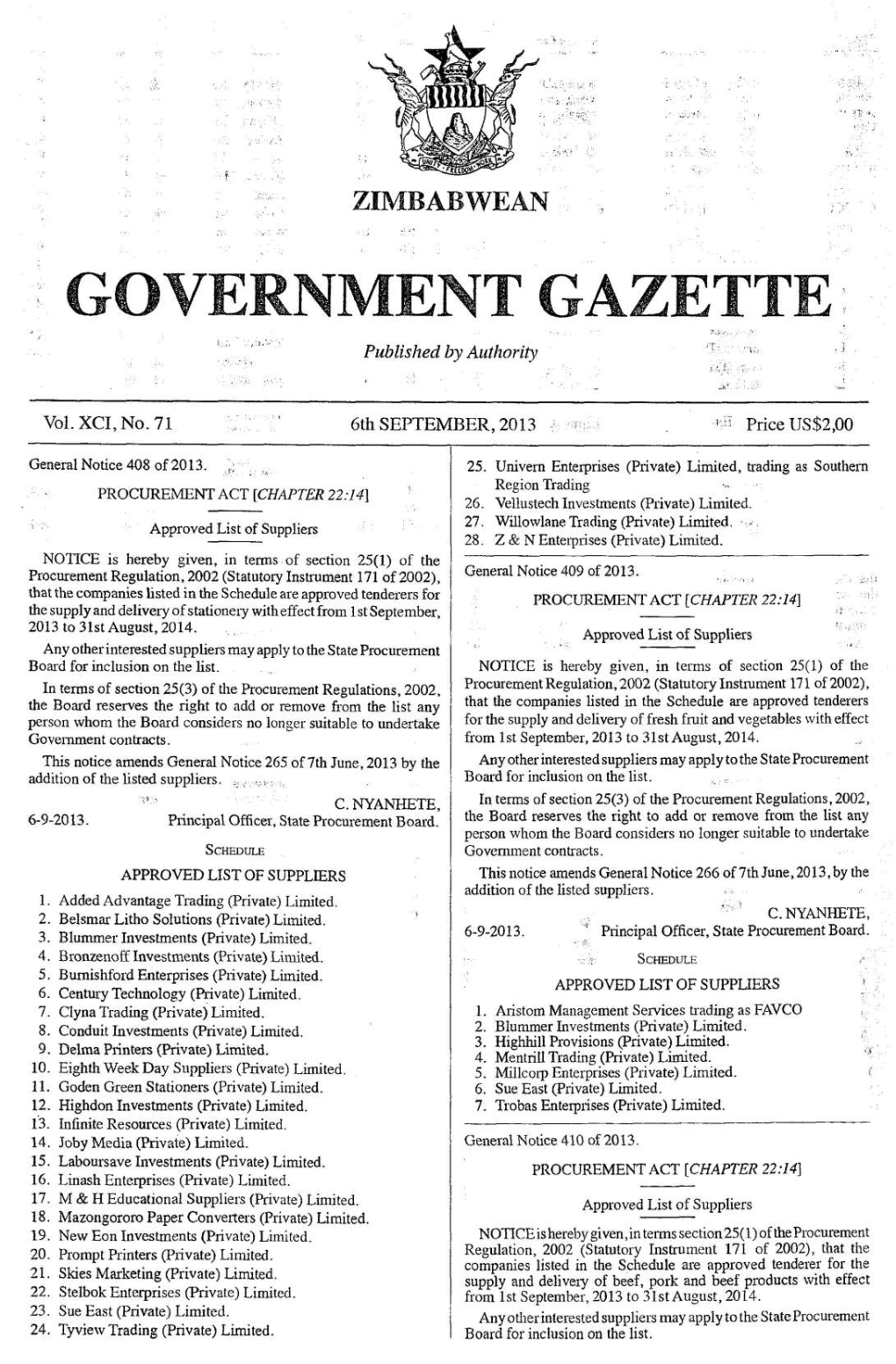 Govern Ent Gazette