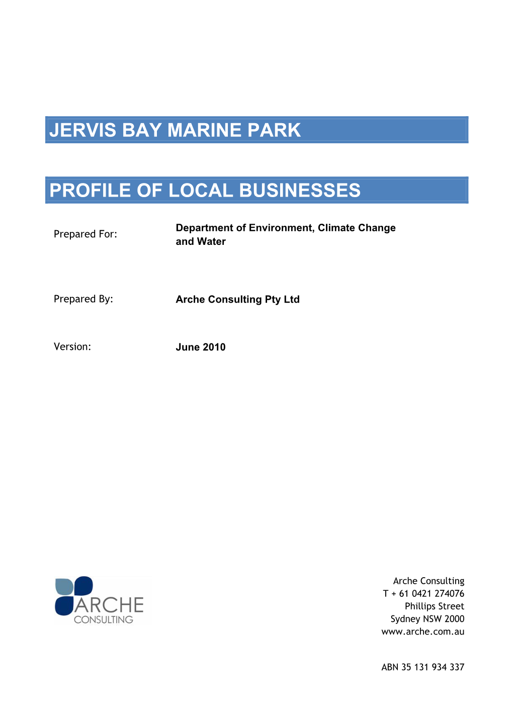Jervis Bay Marine Park Profile of Local Businesses