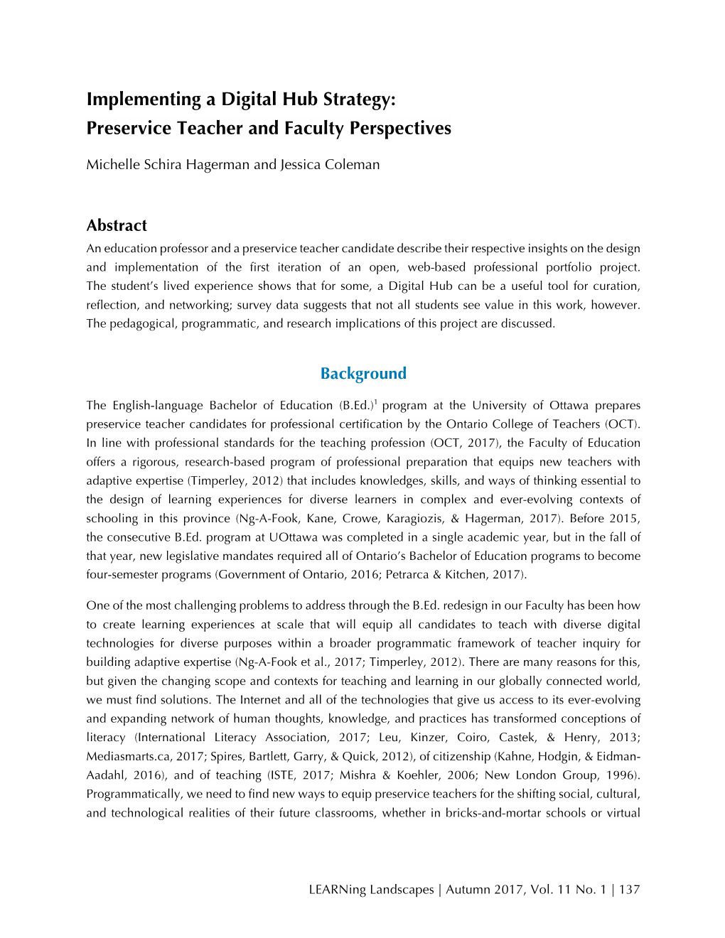 Implementing a Digital Hub Strategy: Preservice Teacher and Faculty Perspectives