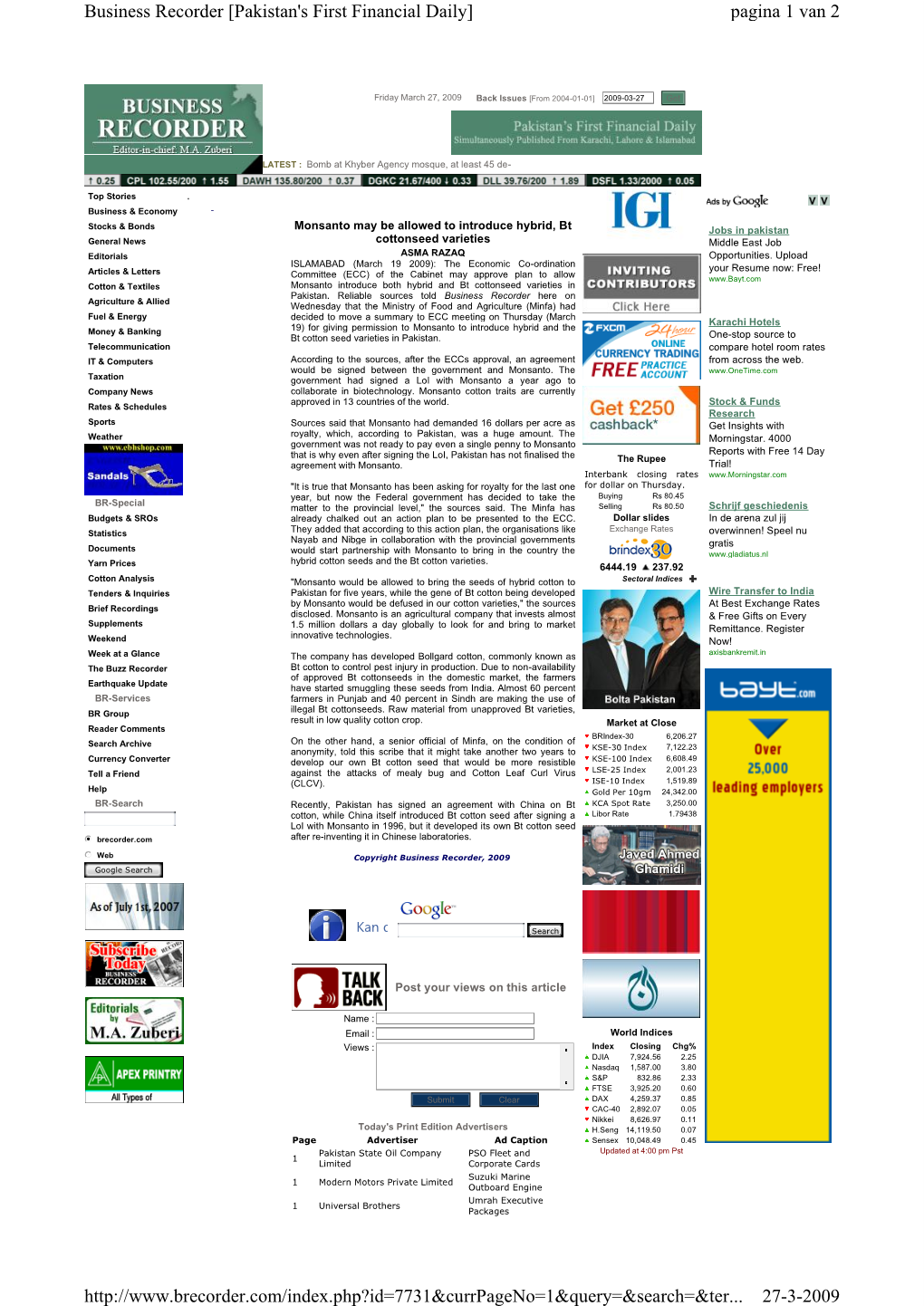 Pagina 1 Van 2 Business Recorder [Pakistan's First Financial Daily] 27