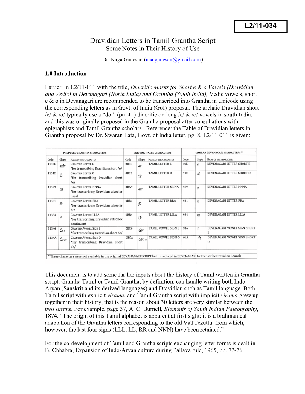 Dravidian Letters in Tamil Grantha Script Some Notes in Their History of Use