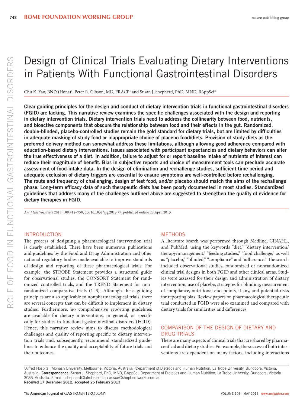 Design of Clinical Trials Evaluating Dietary Interventions in Patients with Functional Gastrointestinal Disorders