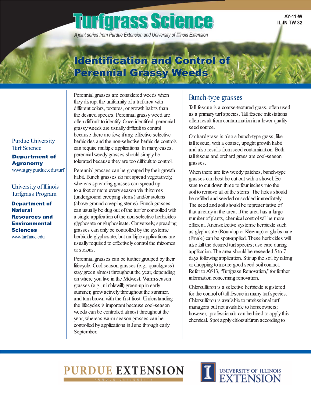 Identification and Control of Perennial Grassy Weeds IL-IN TW 32