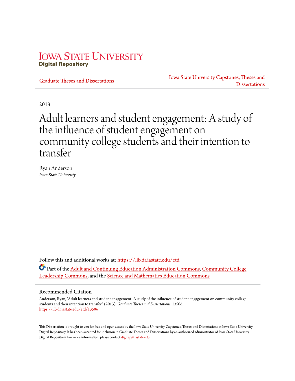 Adult Learners and Student Engagement