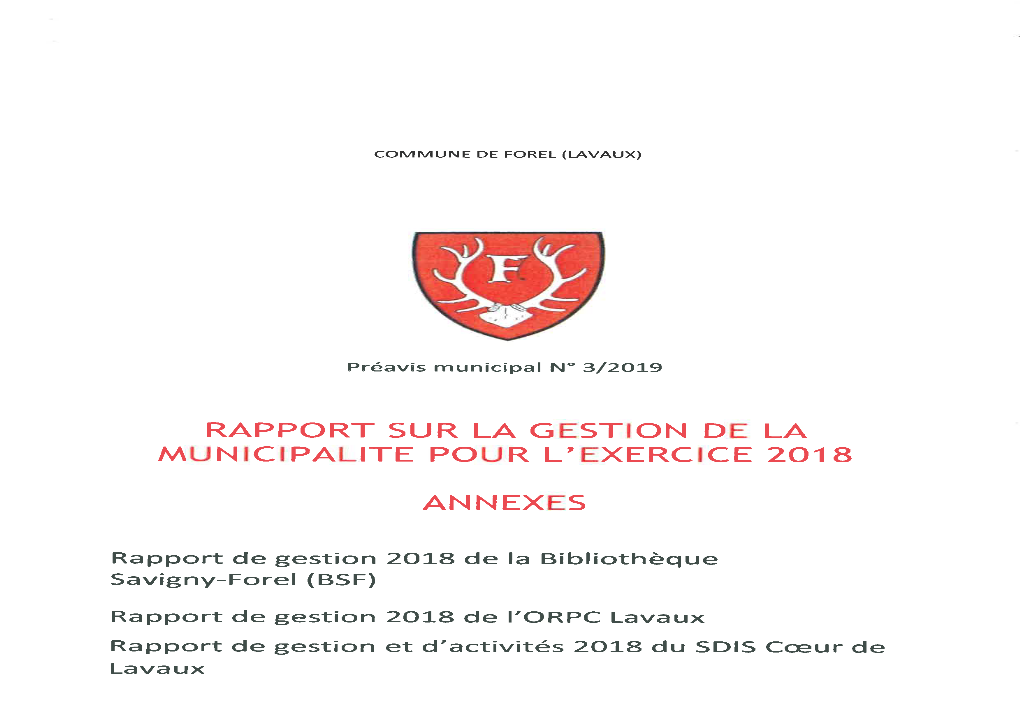 Municipalite Pour L'exercice 2018