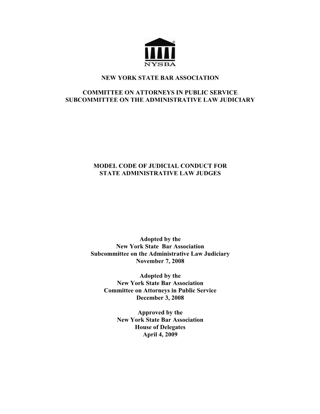 New York State Bar Association Committee on Attorneys in Public Service December 3, 2008