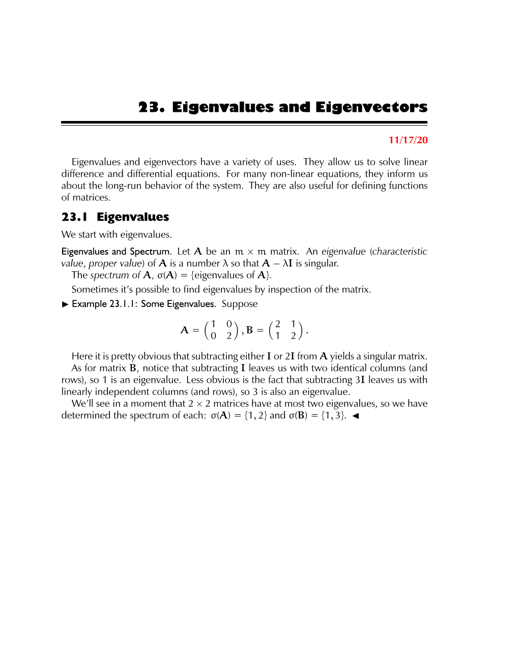 23. Eigenvalues and Eigenvectors