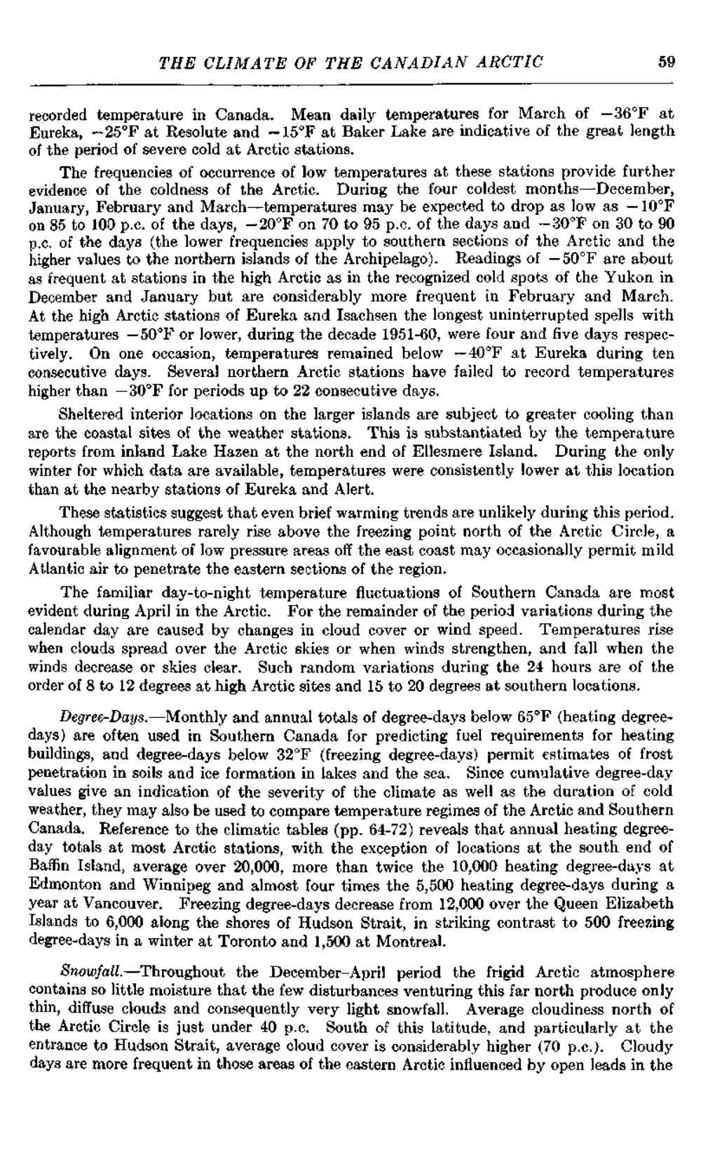 THE CLIMATE of the CANADIAN ARCTIC 59 Recorded Temperature in Canada