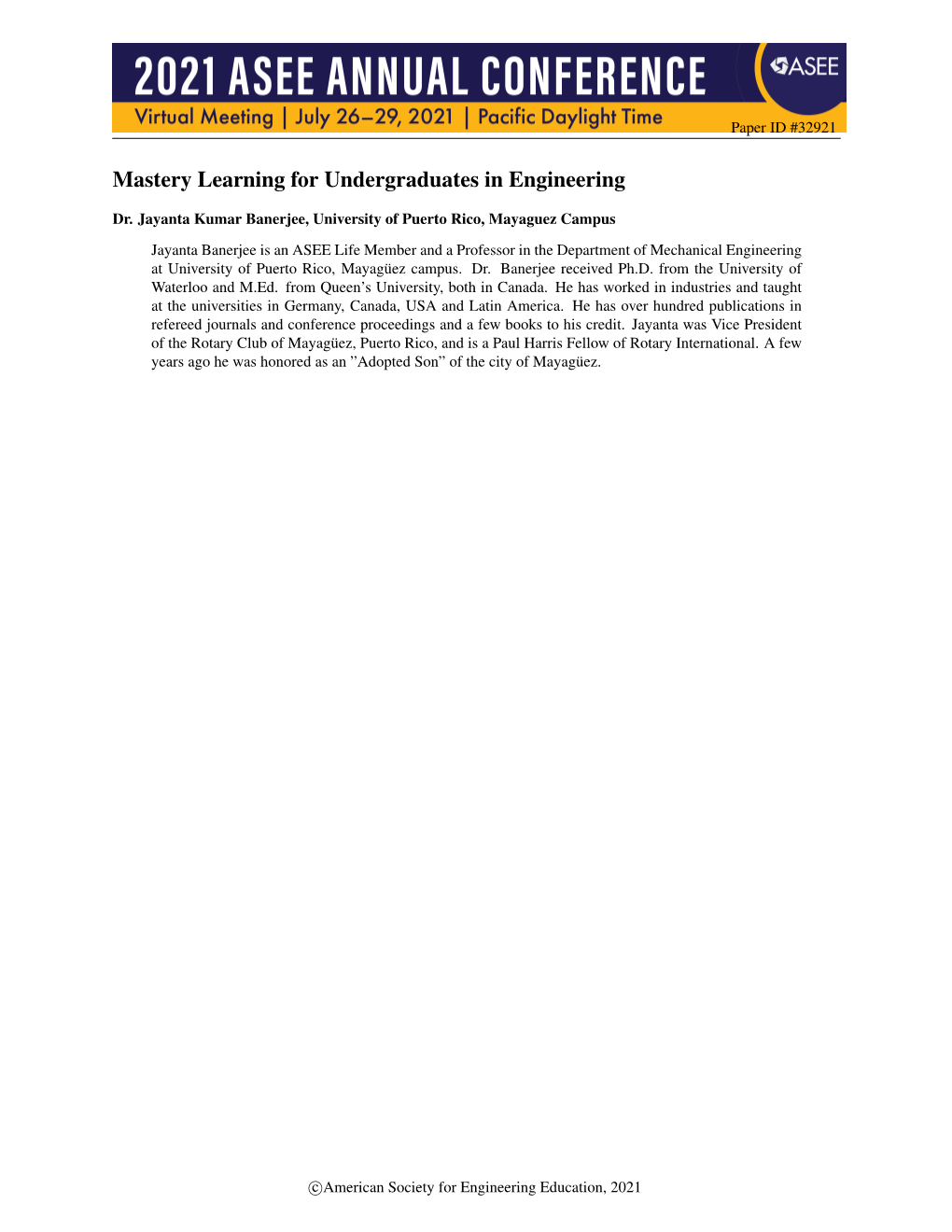 Mastery Learning for Undergraduates in Engineering