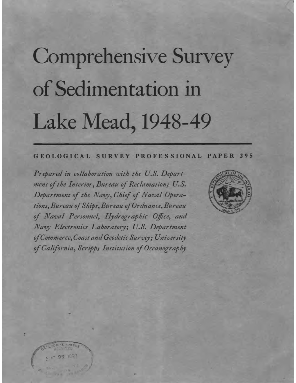 Comprehensive Survey of Sedimentation in Lake Mead, 1948-49
