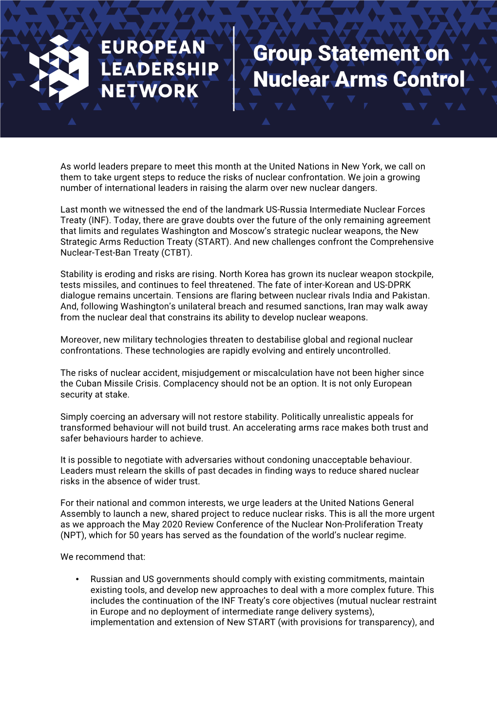 ELN Group Statement UNGA 2019