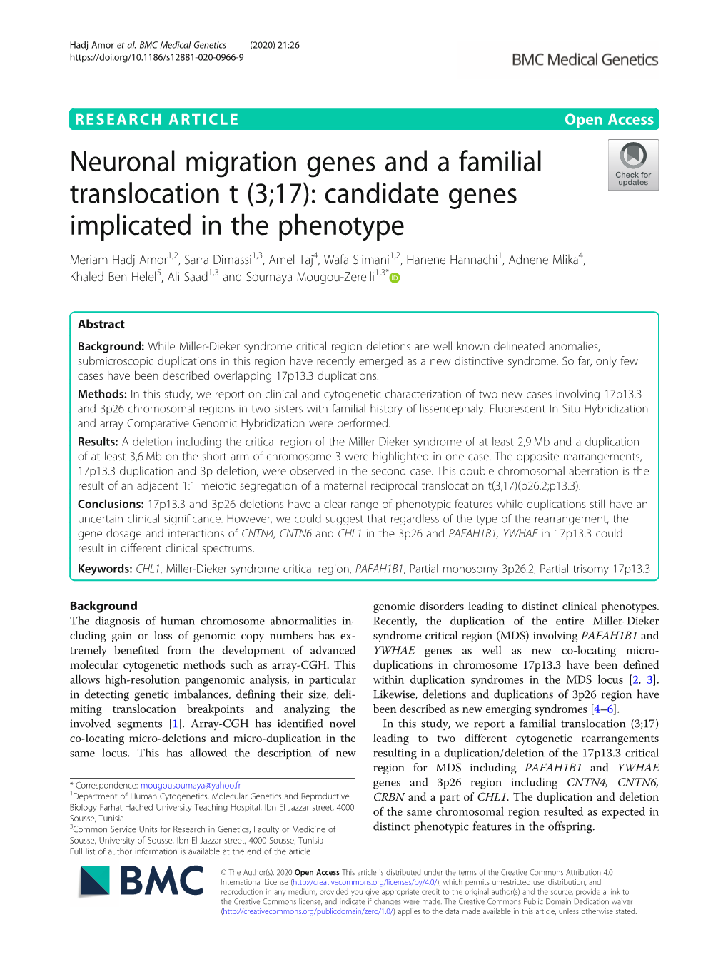 Neuronal Migration Genes and a Familial Translocation T (3;17)