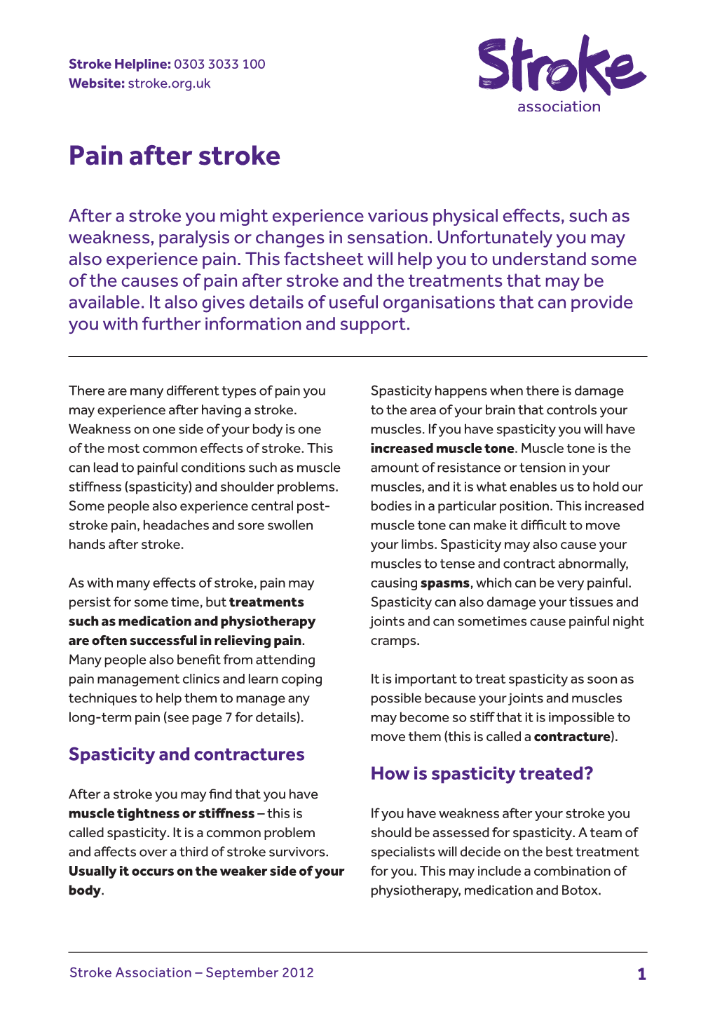 Pain After Stroke