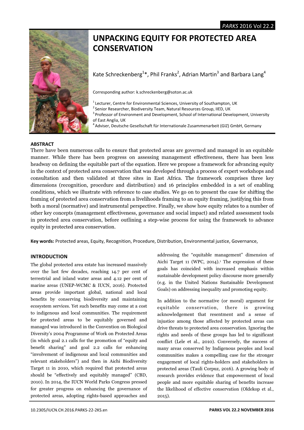 Unpacking Equity for Protected Area Conservation